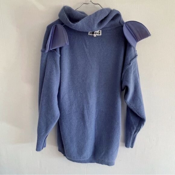 EFFECI Creazioni Angora & wool Oversized high turtle neck blue Sweater Small - Picture 4 of 9